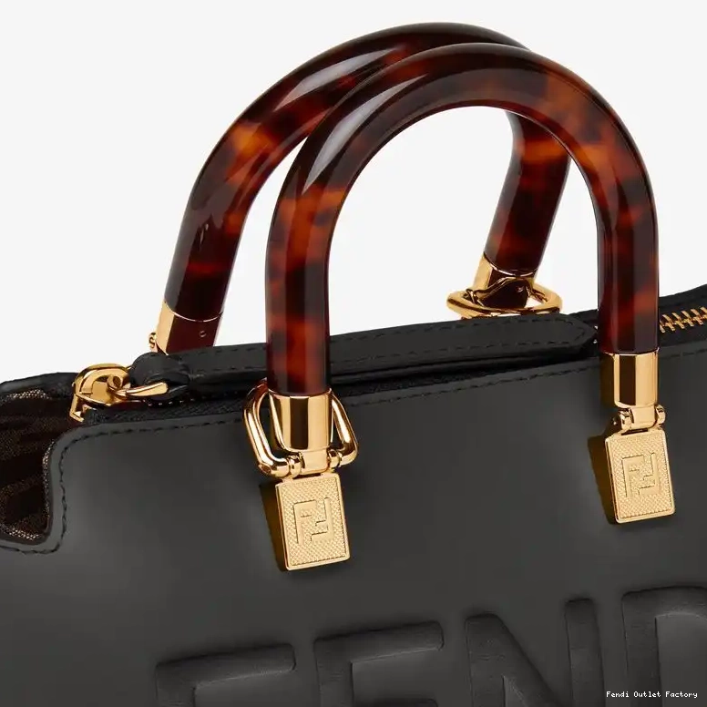Affordable HOT Way Black By Logo Leather Calf Mini Boston ROMA In The Bag Fendi 0617